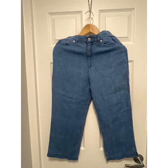 Lauren Jeans Co High Waisted Wide Leg Cropped Linen Jeans - Women’s Size 4 - Picture 1 of 17